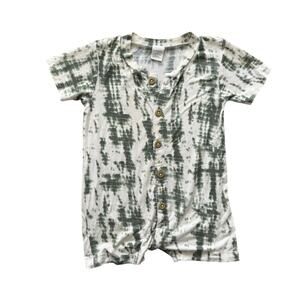Kate Quinn Organic Bamboo Green and White Tie-Dye Shortall - Size 12-18m